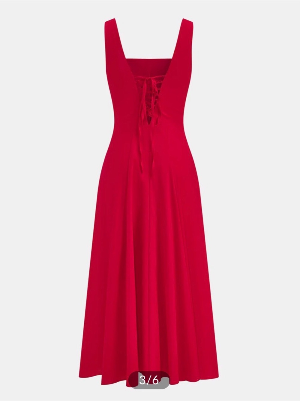 Commense Red Button-Front Midi Dress with Square Neck Small - Picture 3 of 5